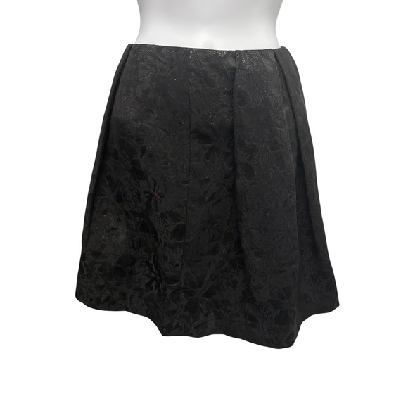 DKNYC Dresses & Skirts - DKNYC Womens Black Metallic Floral Brocade Pleated Mini Skirt Size 2 A-Line